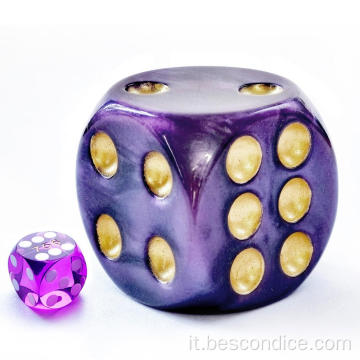 Acrilico solido 40 mm Jumbo dnd di dadi a 6 lati con pips, grandi dadi D6 di perle e pietra di luna, grandi dadi del party da dadi da gioco.